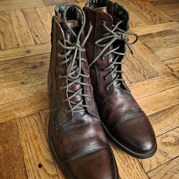 Kenneth Cole Reaction Hit Men Leather Lace Up Boots, Size 11 US Men - Picture 8 of 10